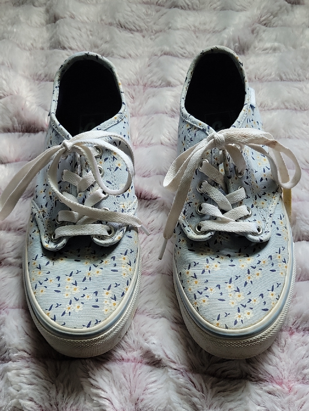 Vans UltraCush Floral Canvas Sneakers Women’s Size 8.5 Blue White Lace Up Casual